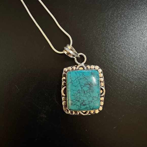 Silver Pendant with Turquoise Stone - Picture 3 of 3